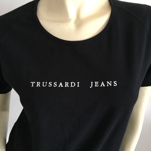 🔴 NWOT 🇮🇹 Trussardi Jeans stretchy Black tee - Picture 2 of 8